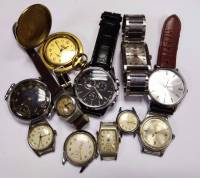 Набор часов, карманные и наручные, 11 шт, "Ракета", "Заря", "Casio и др., не рабочие (сост. на фото)